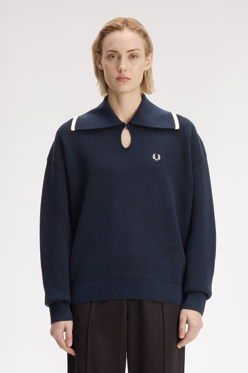 WIDE COLLAR KNITTED SHIRT