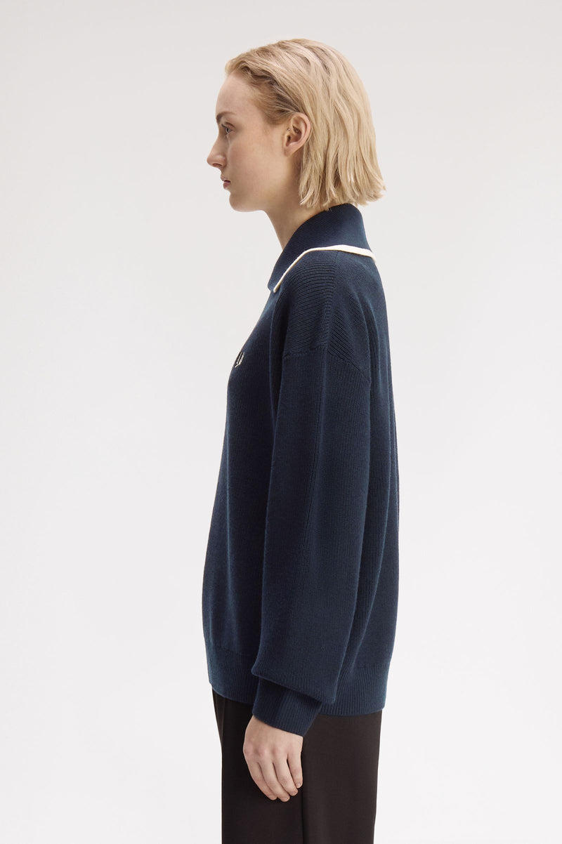 WIDE COLLAR KNITTED SHIRT