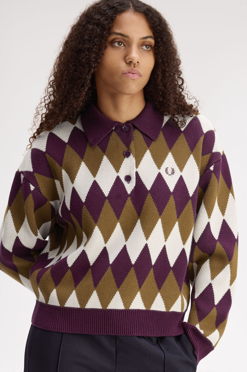 DIAMOND JACQUARD KNITTED SHIRT