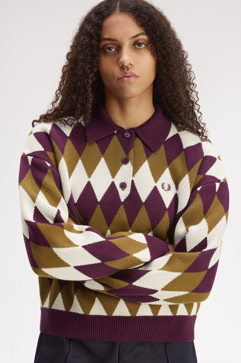 DIAMOND JACQUARD KNITTED SHIRT