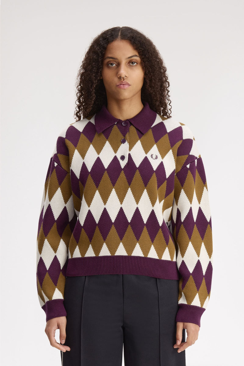 DIAMOND JACQUARD KNITTED SHIRT