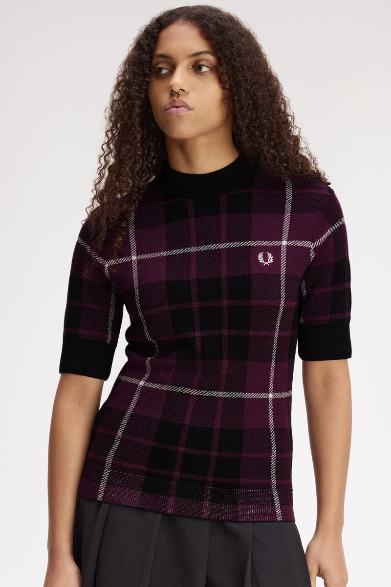 BOUCLE TARTAN KNITTED T-SHIRT