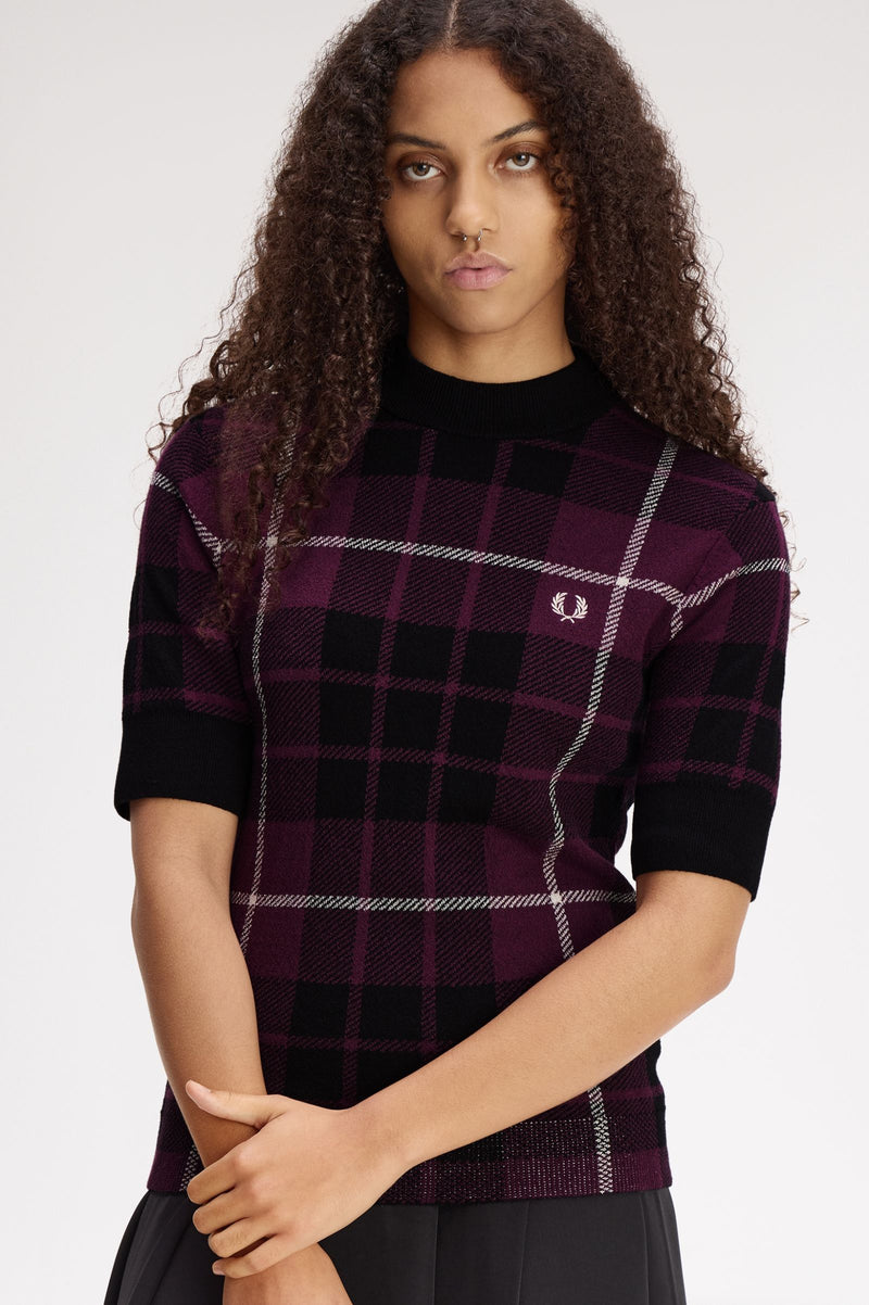 BOUCLE TARTAN KNITTED T-SHIRT