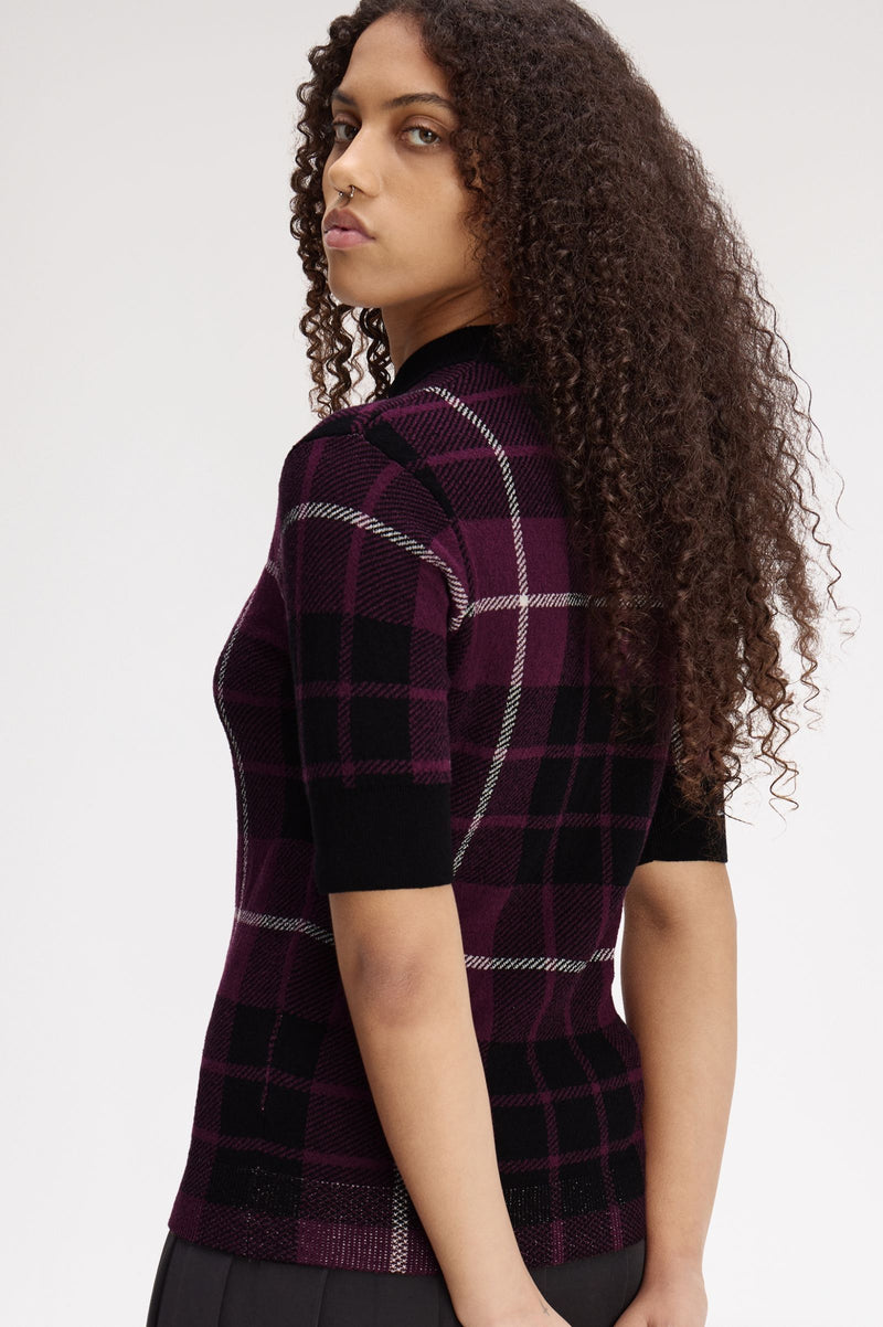 BOUCLE TARTAN KNITTED T-SHIRT