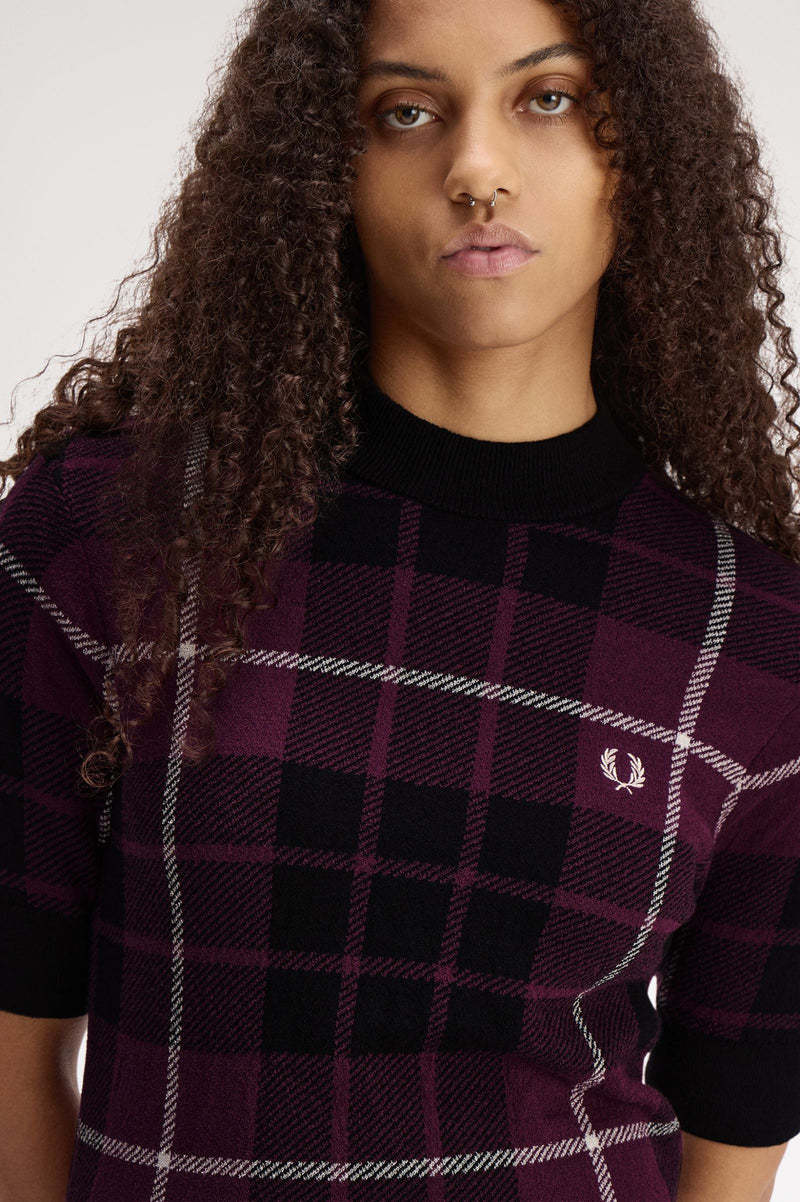 BOUCLE TARTAN KNITTED T-SHIRT