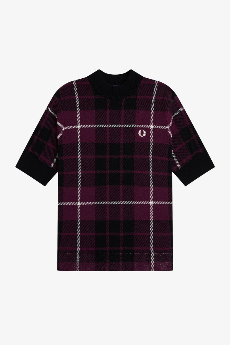 BOUCLE TARTAN KNITTED T-SHIRT