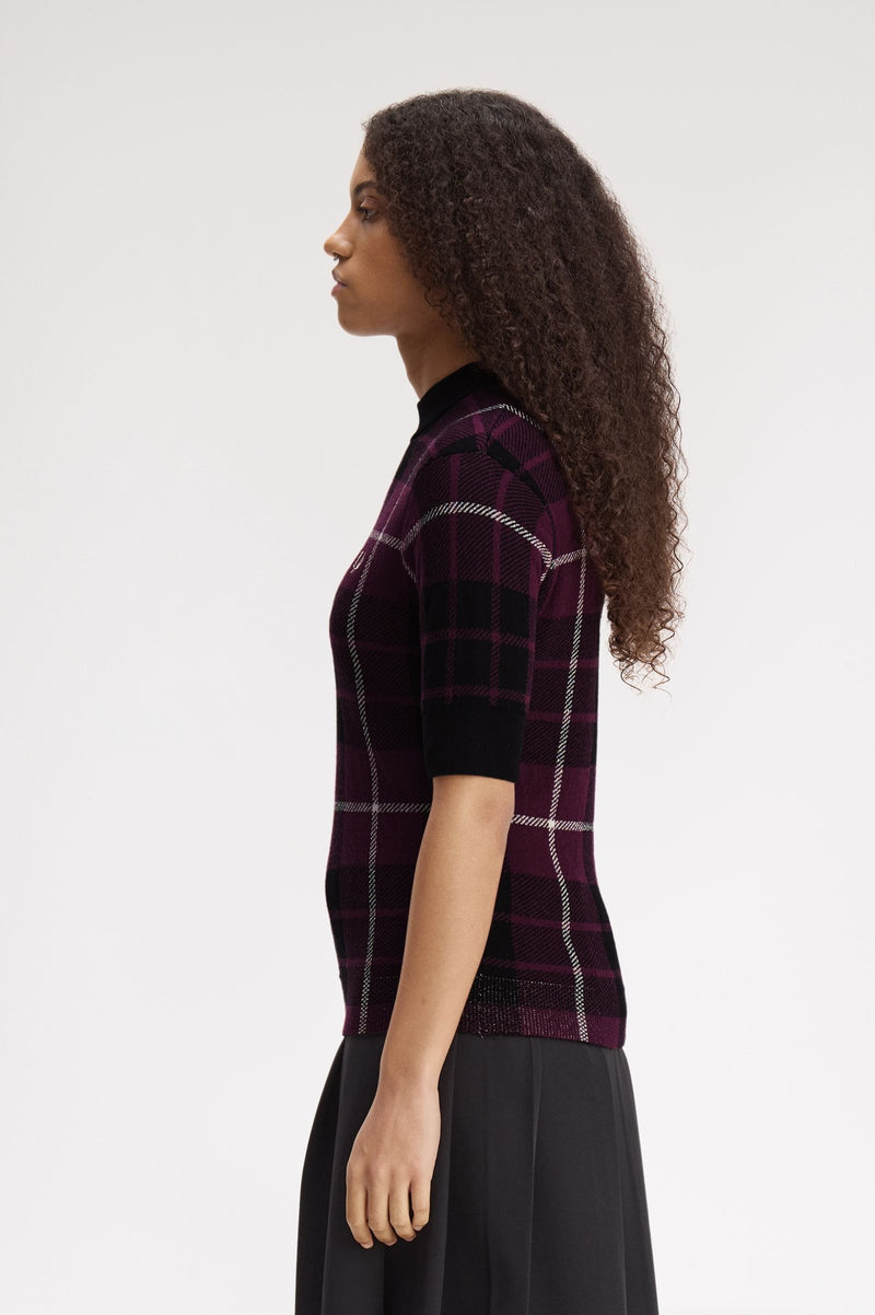 BOUCLE TARTAN KNITTED T-SHIRT