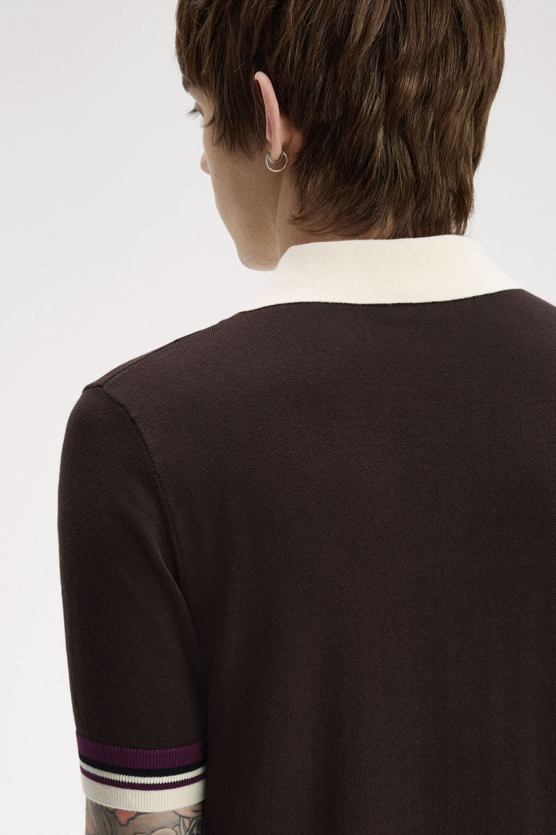 TIPPED OPEN NECK KNITTED SHIRT