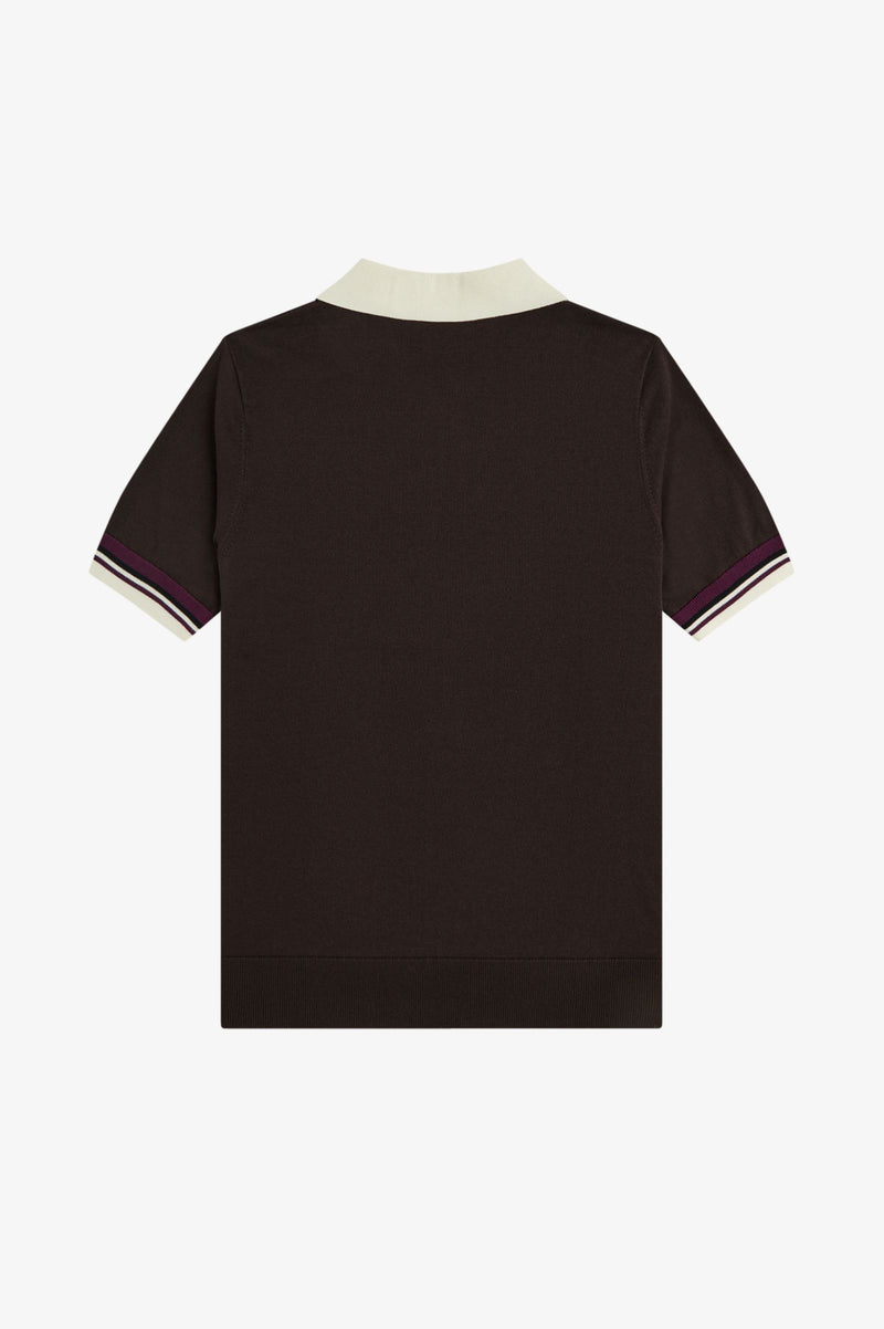 TIPPED OPEN NECK KNITTED SHIRT