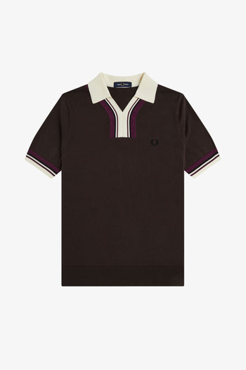 TIPPED OPEN NECK KNITTED SHIRT