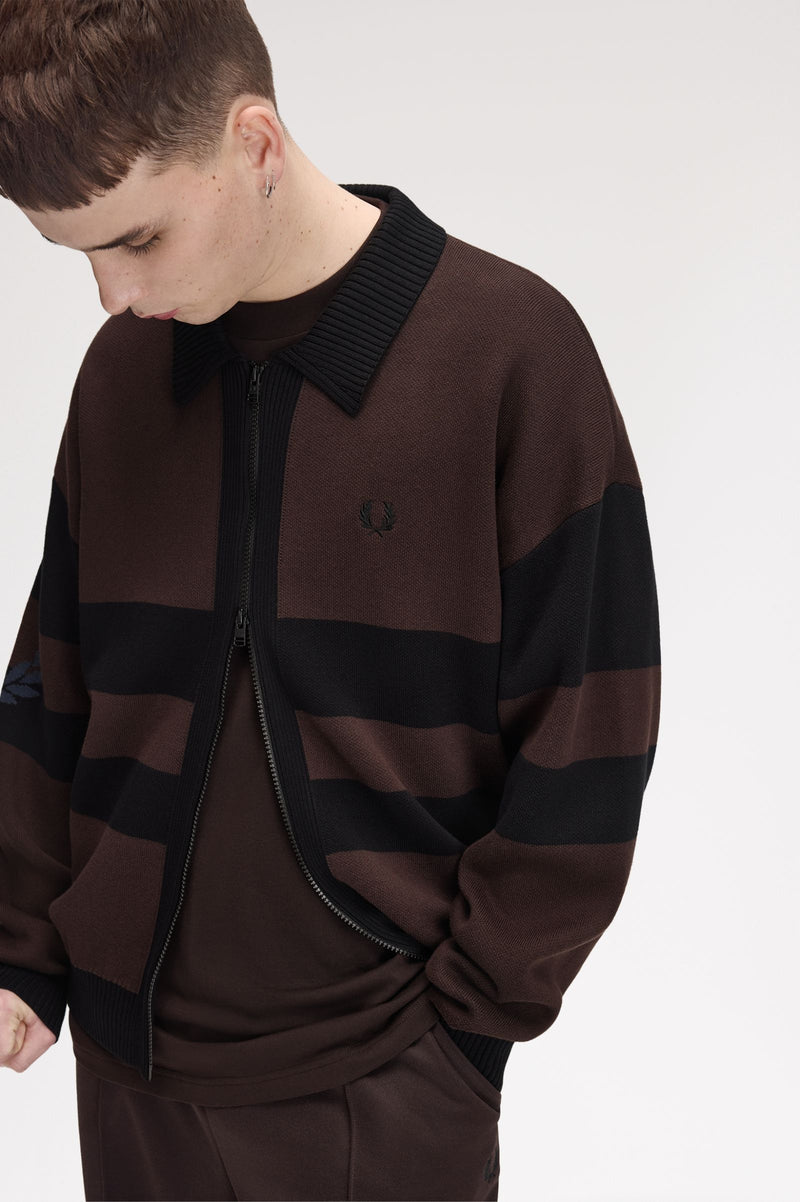 TIPPED GRAPHIC ZIP CARDIGAN