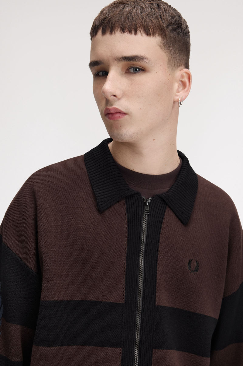 TIPPED GRAPHIC ZIP CARDIGAN