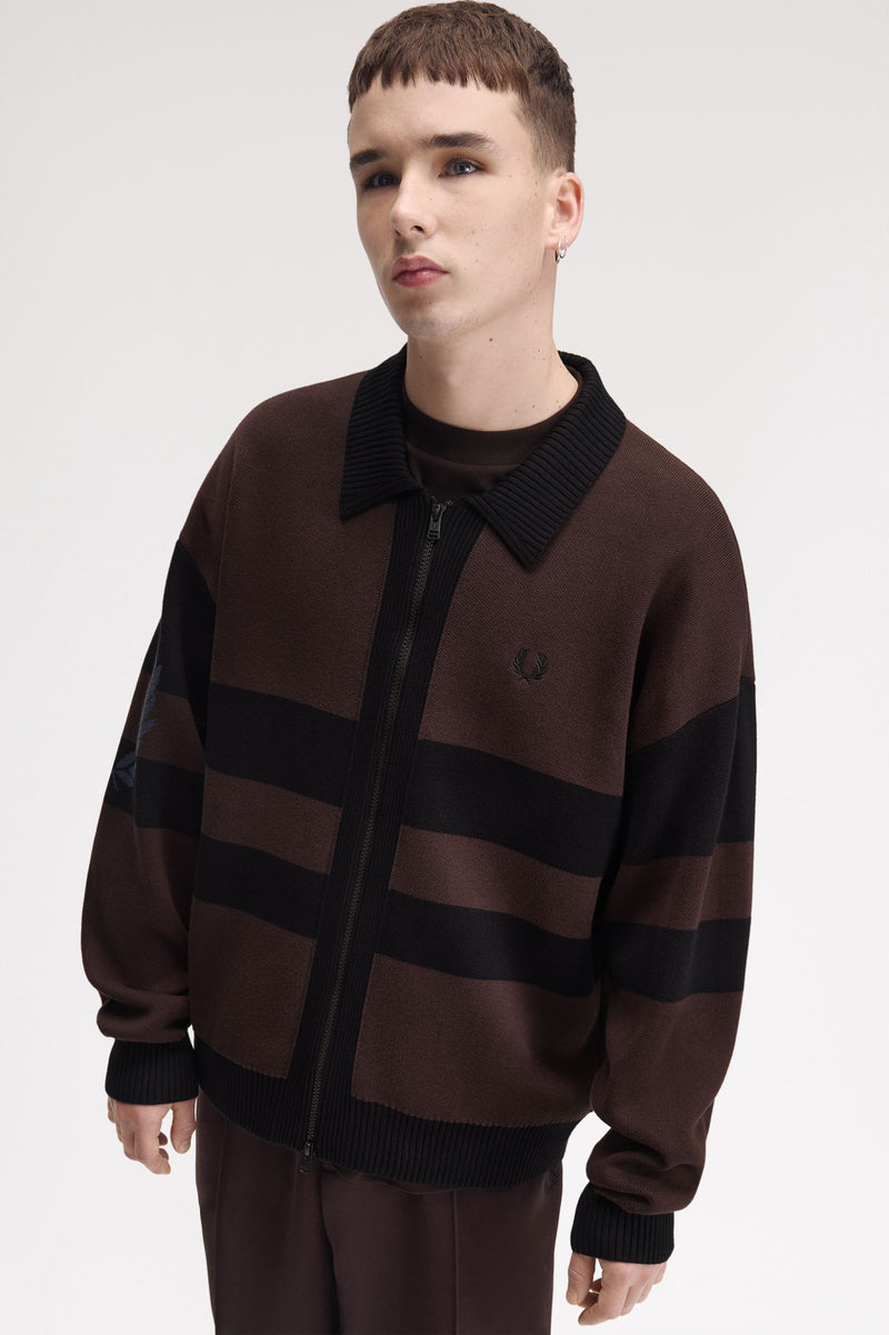 TIPPED GRAPHIC ZIP CARDIGAN