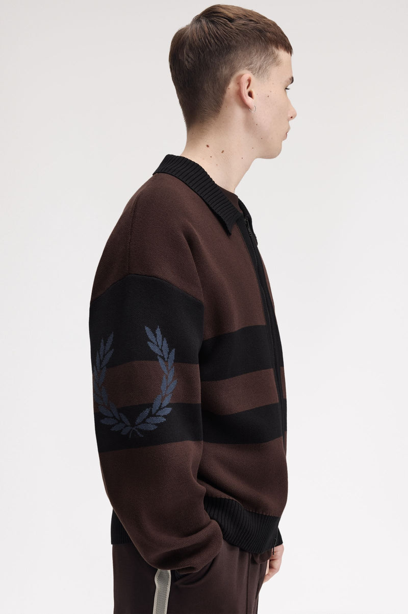 TIPPED GRAPHIC ZIP CARDIGAN