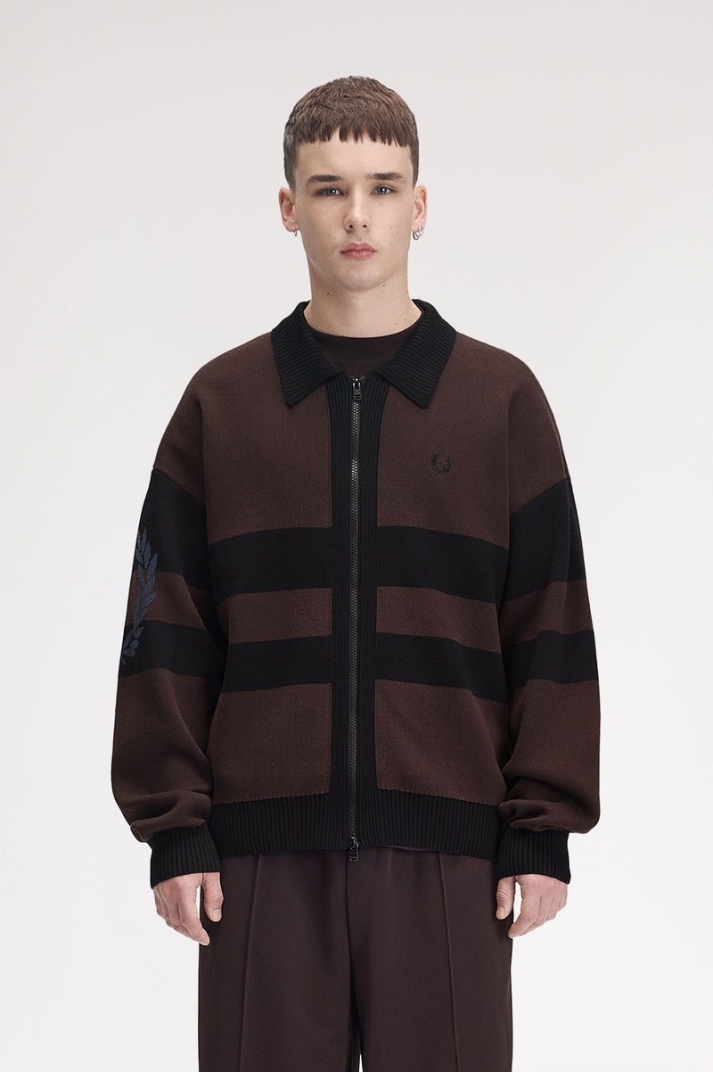 TIPPED GRAPHIC ZIP CARDIGAN