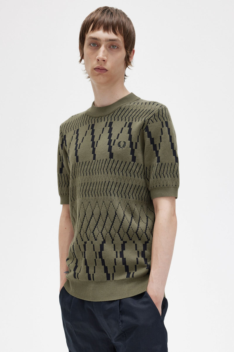 FRED PERRY ARGYLE PANEL KNITTED T-SHIRT