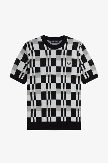 CHEQUERBOARD KNITTED T-SHIRT