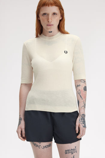 SHEER KNIT HIGH NECK TOP