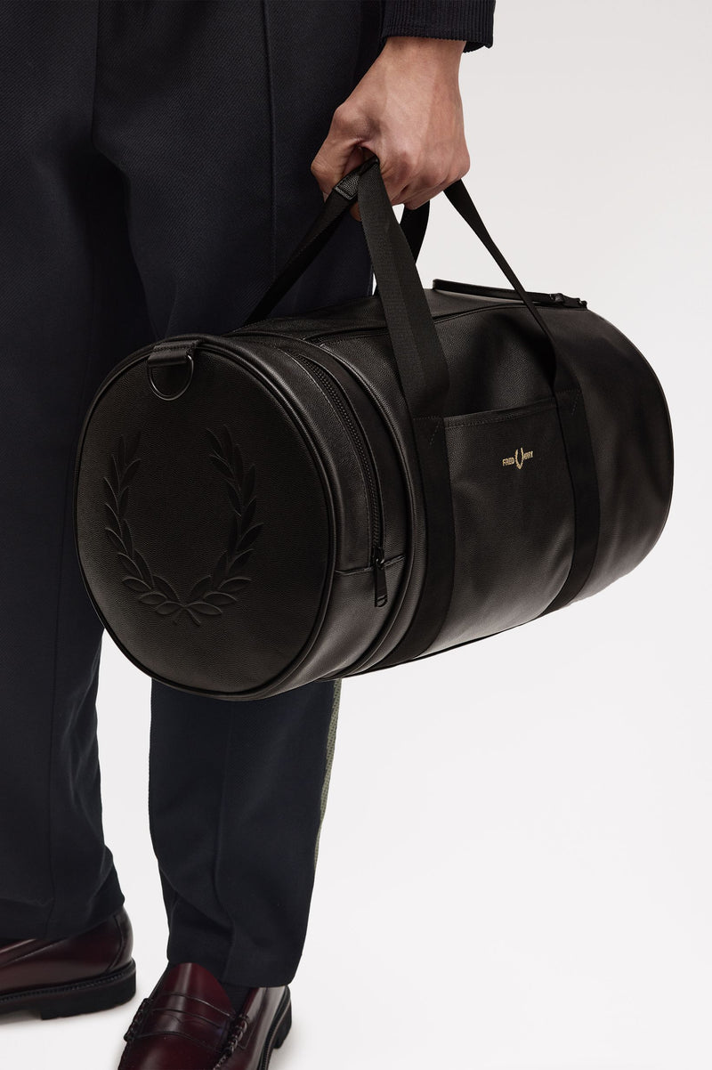 SCOTCHGRAIN LEATHER BARREL BAG