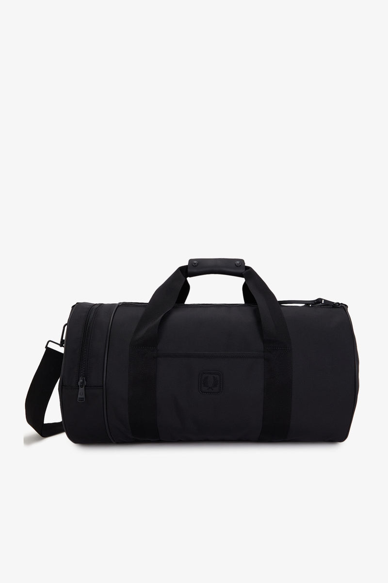 BLACK CANVAS LARGE BARREL BAG