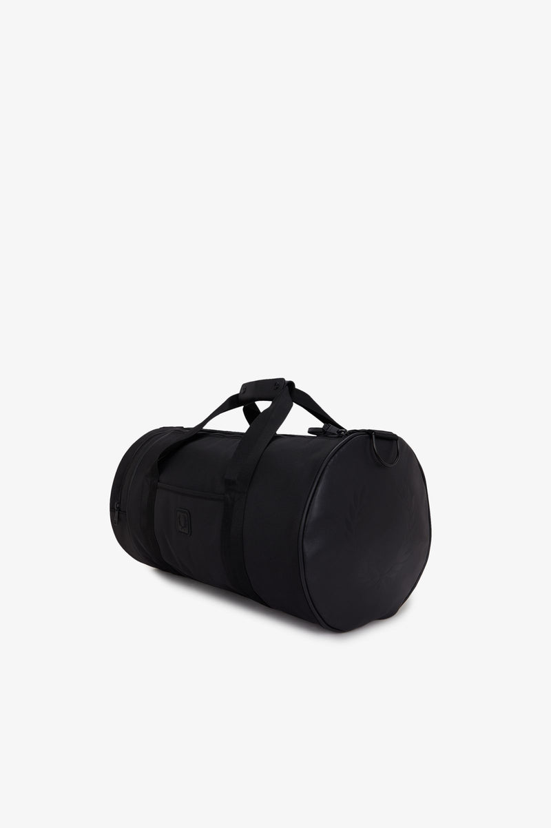 BLACK CANVAS LARGE BARREL BAG