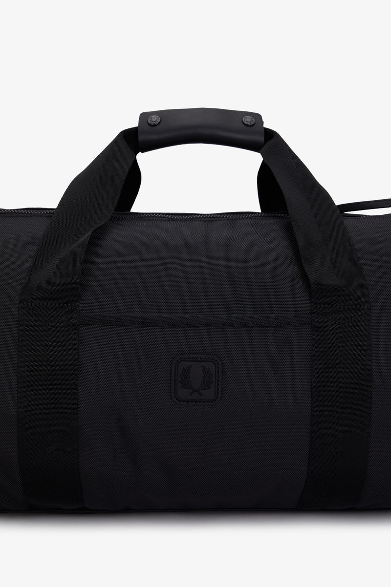 BLACK CANVAS LARGE BARREL BAG