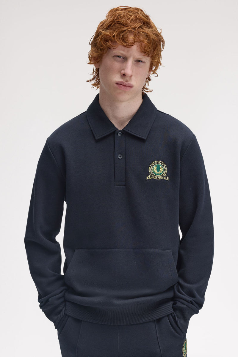 TENNIS BADGE COLLARED SWEATSHIRT