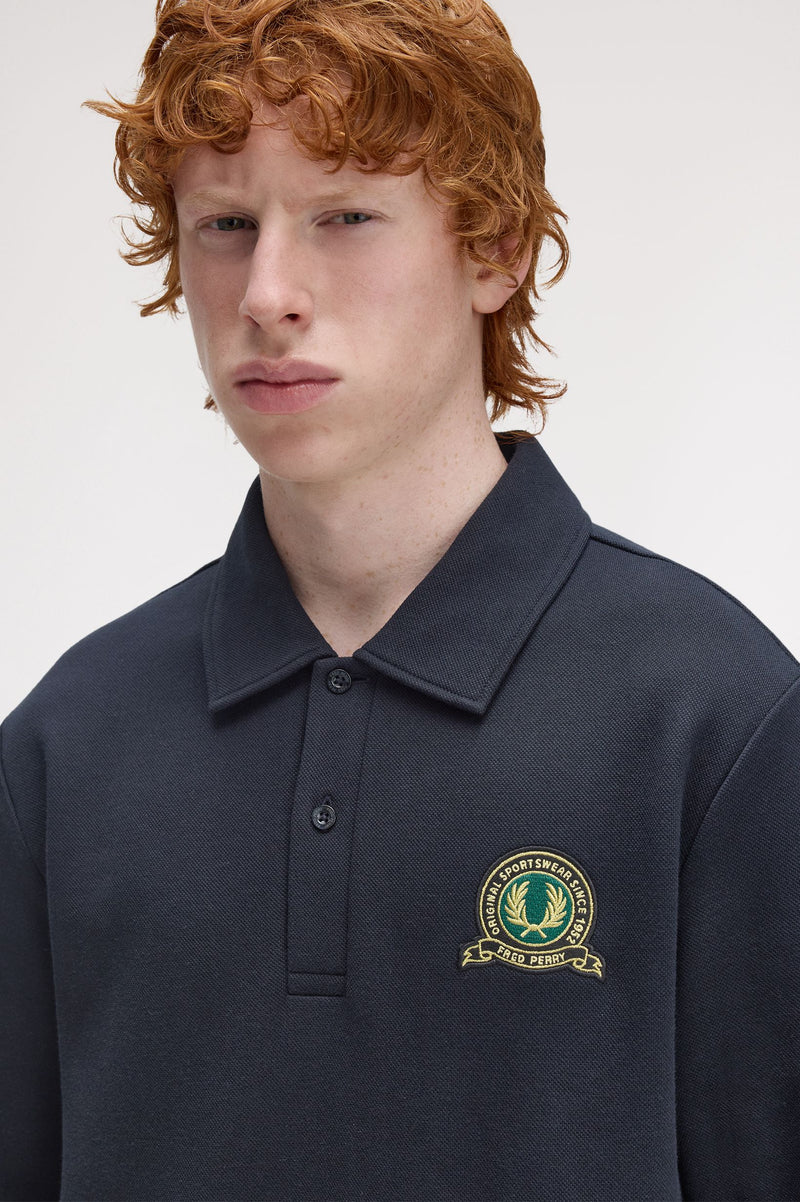 TENNIS BADGE COLLARED SWEATSHIRT