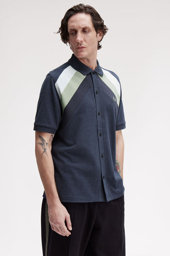 STRIPED PANEL BUTTON THRU POLO