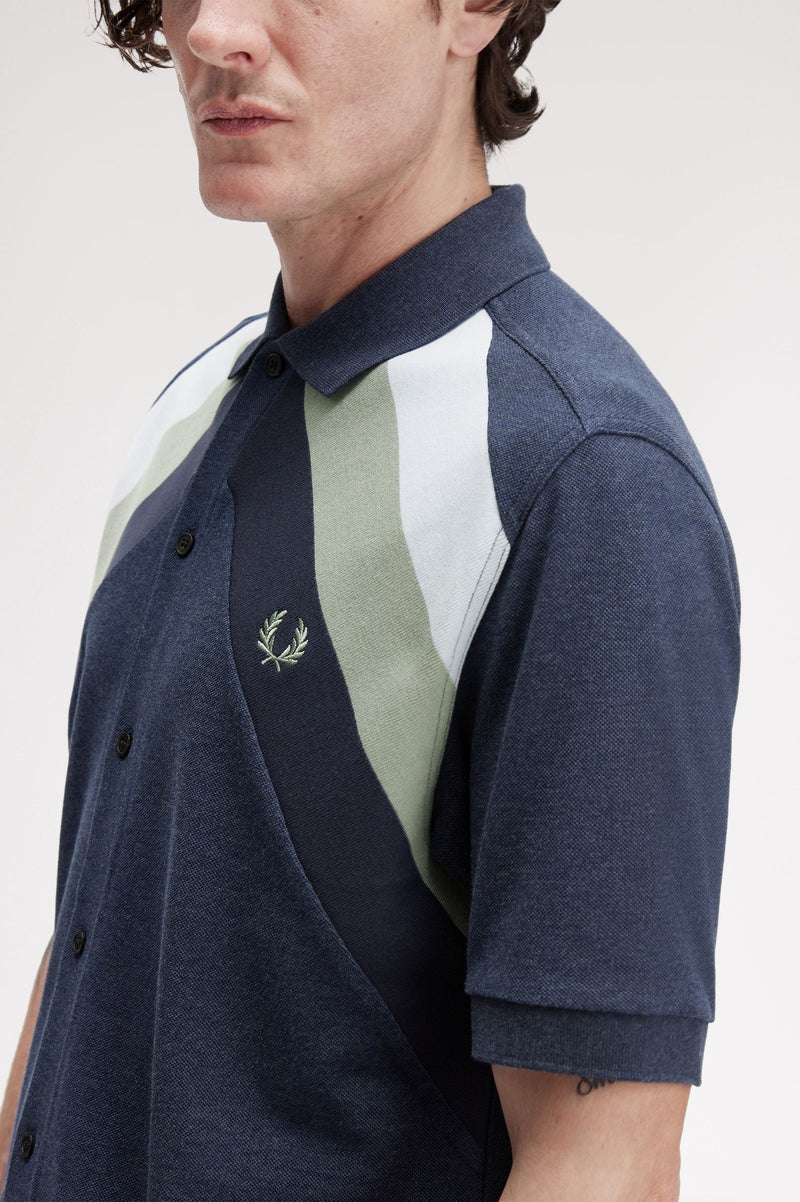 STRIPED PANEL BUTTON THRU POLO