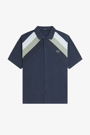 STRIPED PANEL BUTTON THRU POLO