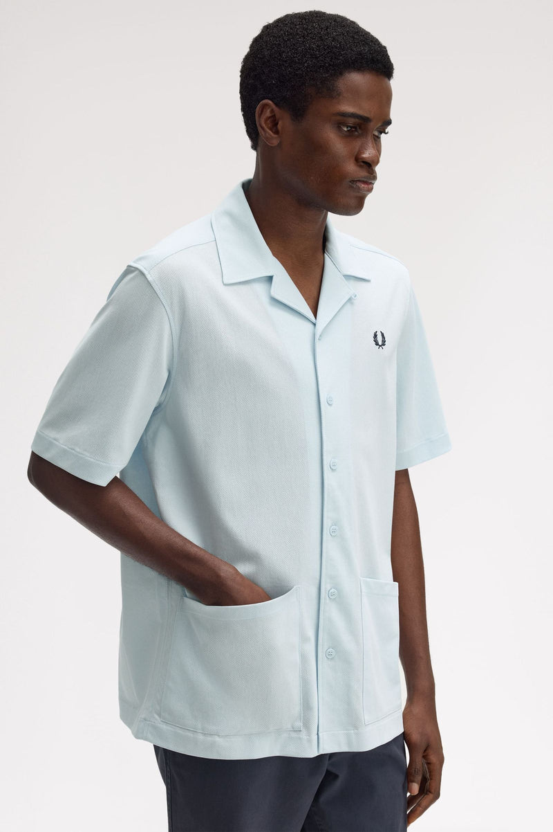 COMPRESS MESH REVERE COLLAR SHIRT