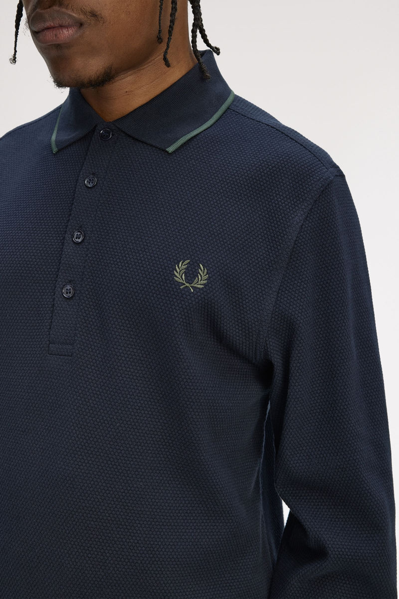 TEXTURED LONG SLEEVE POLO