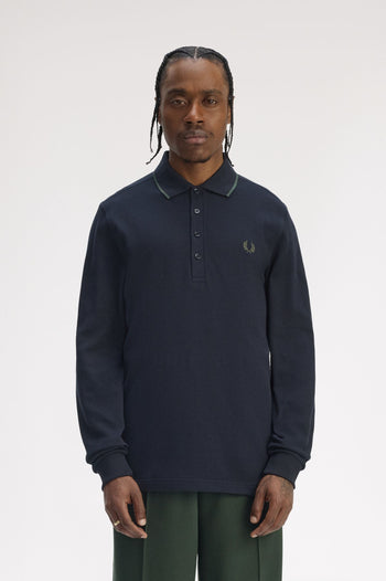 TEXTURED LONG SLEEVE POLO