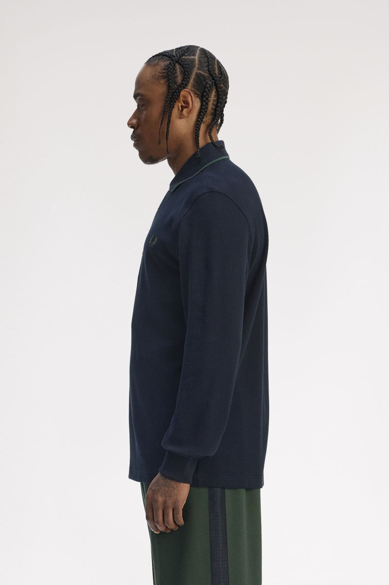 TEXTURED LONG SLEEVE POLO