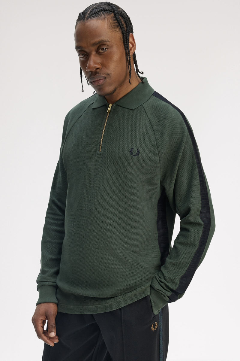 DASH TAPED ZIP NECK POLO SHIRT