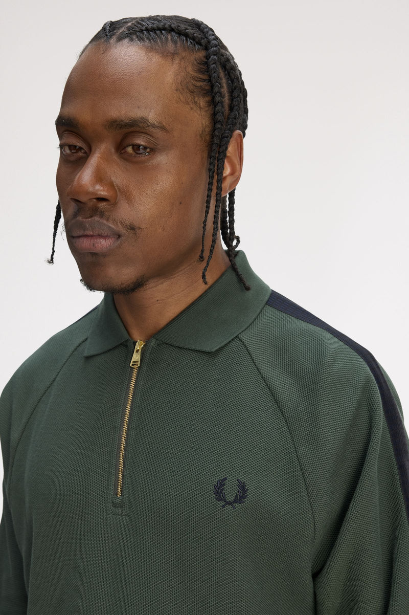 DASH TAPED ZIP NECK POLO SHIRT