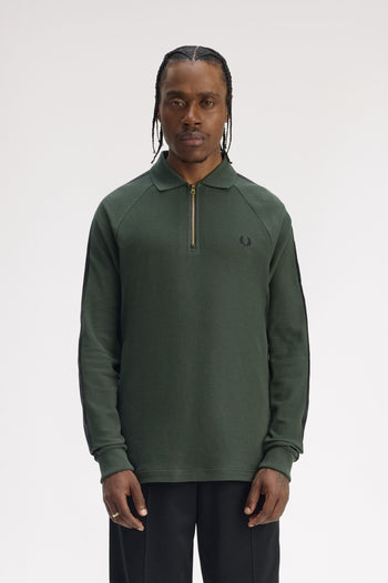 DASH TAPED ZIP NECK POLO SHIRT