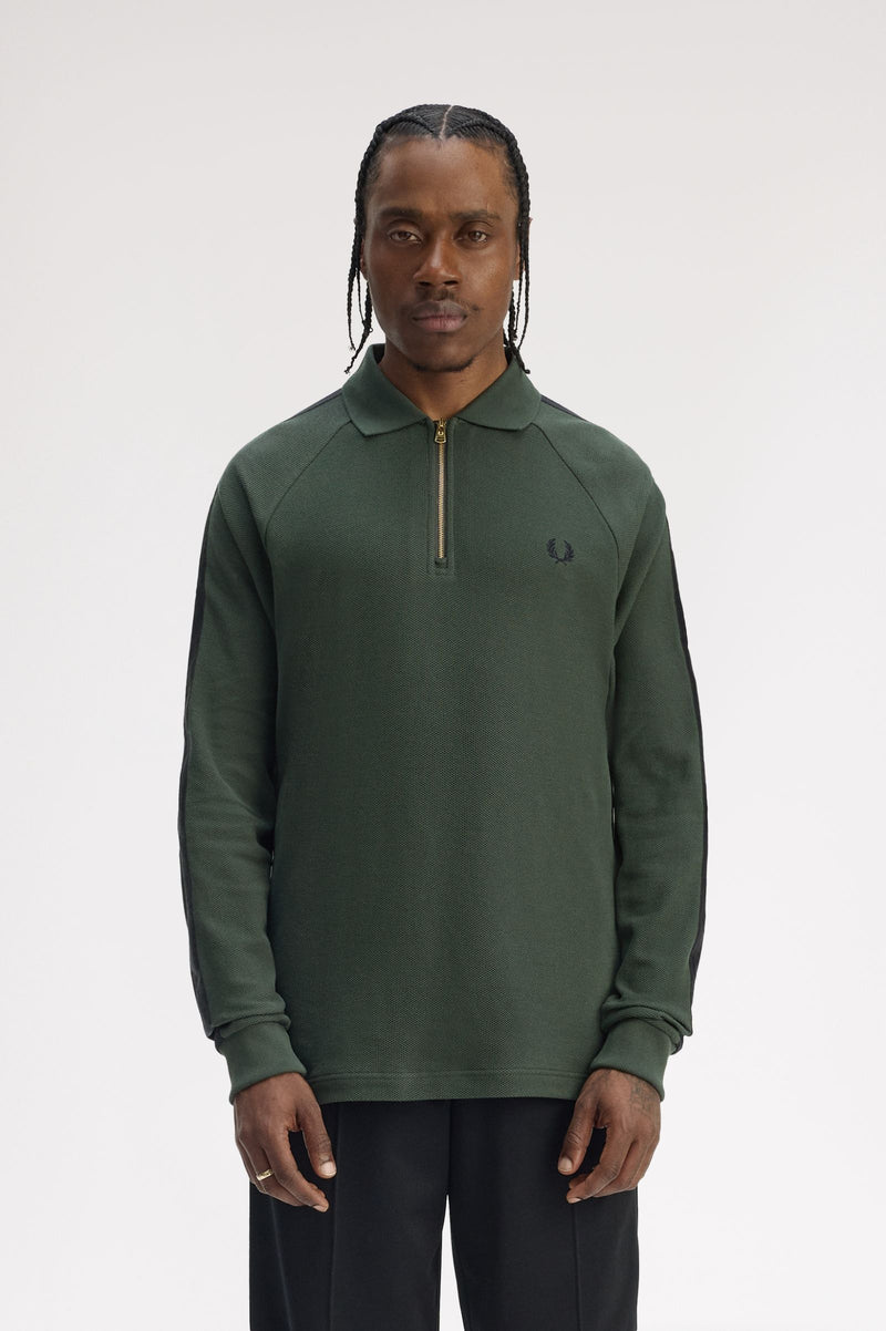 DASH TAPED ZIP NECK POLO SHIRT