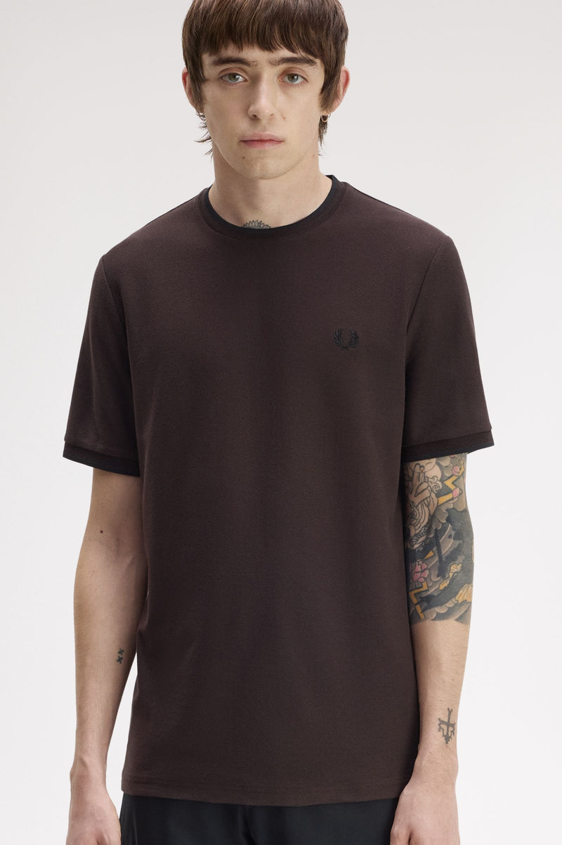 TRIM DETAIL CREPE PIQUE T-SHIRT