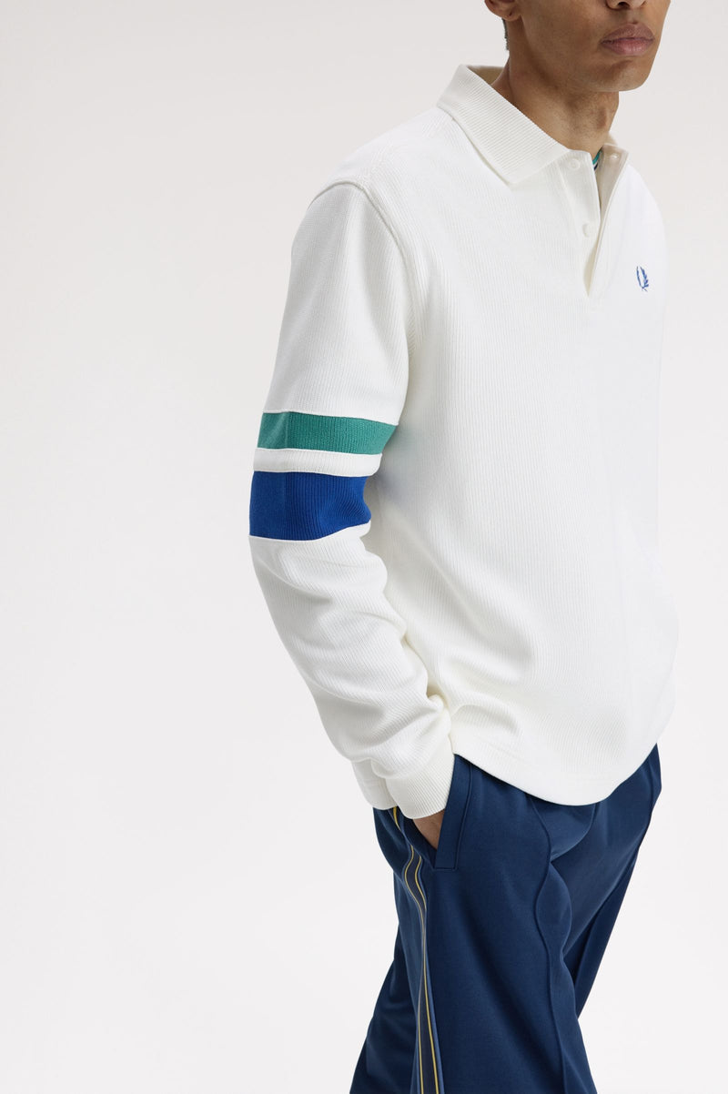 TIPPED SLEEVE COLLARED SWEATER