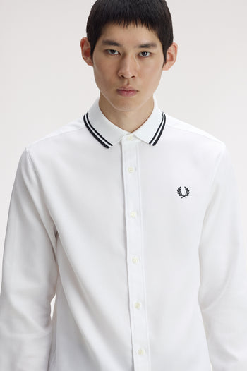 POLO COLLAR WOVEN PIQUE SHIRT