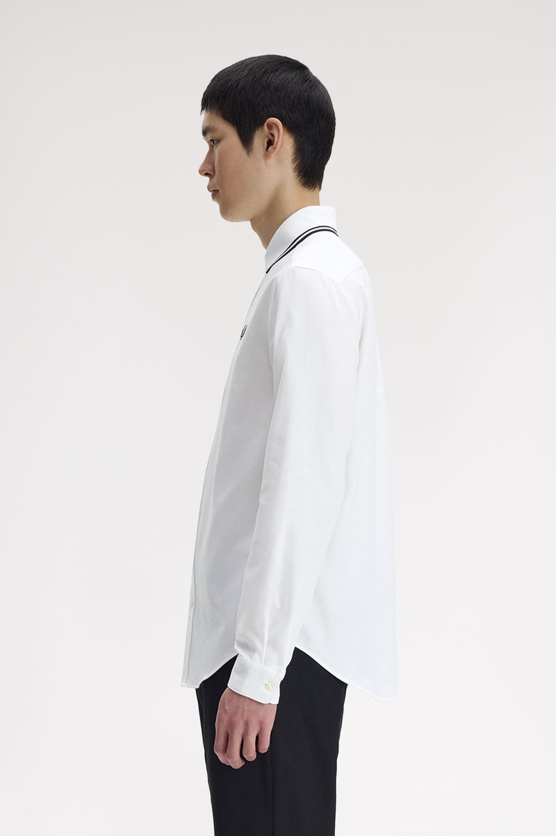 POLO COLLAR WOVEN PIQUE SHIRT