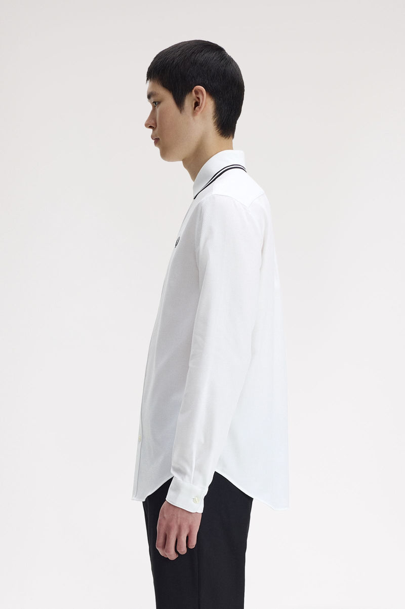 POLO COLLAR WOVEN PIQUE SHIRT