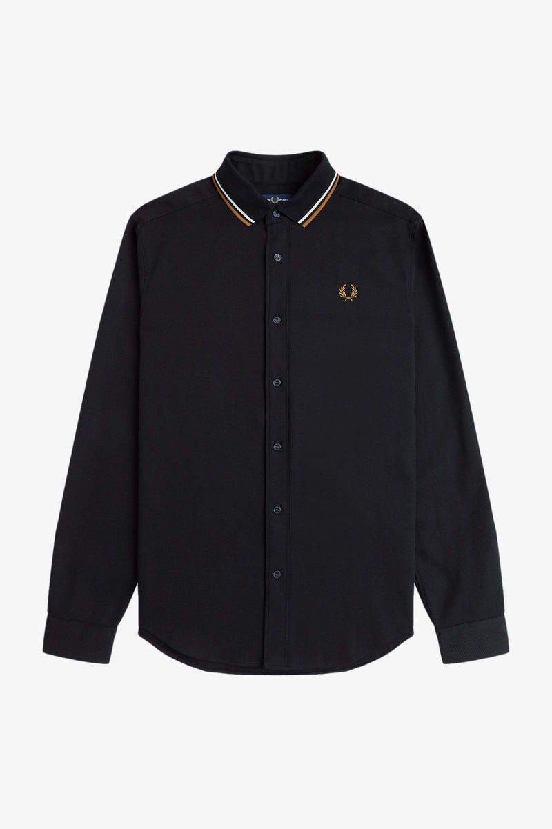 POLO COLLAR WOVEN PIQUE SHIRT