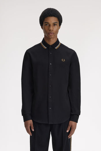 POLO COLLAR WOVEN PIQUE SHIRT