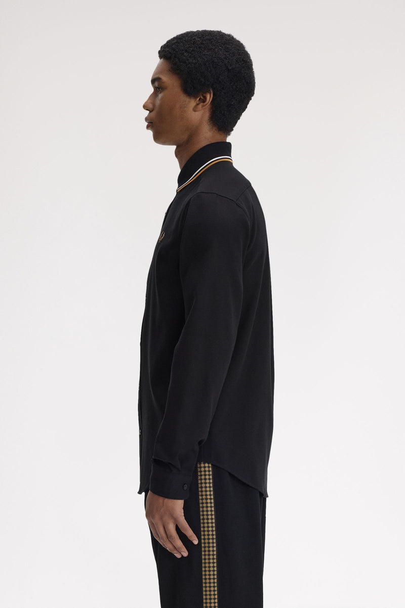 POLO COLLAR WOVEN PIQUE SHIRT