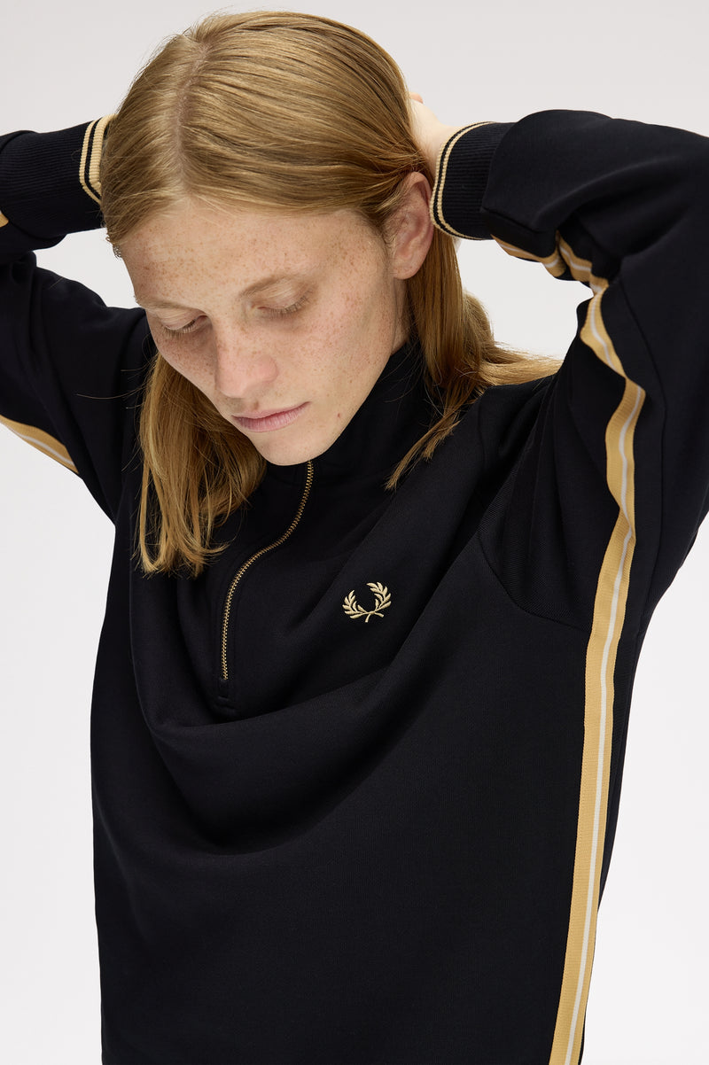 STRIPE TAPE HALF ZIP SWEATSHIR