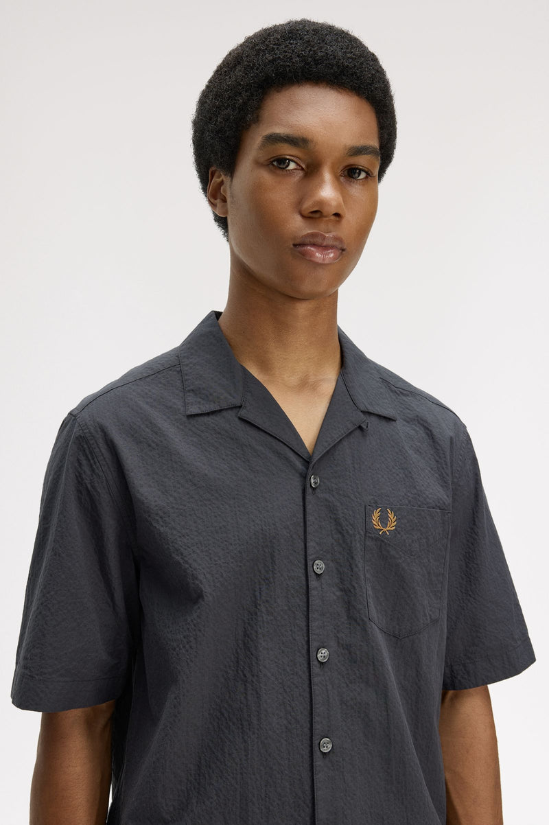 SEERSUCKER REVERE COLLAR SHIRT