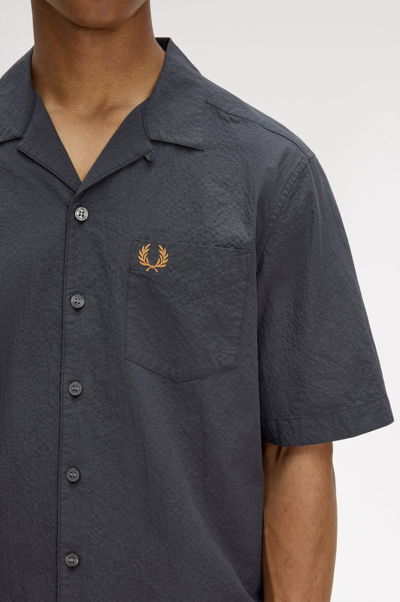 SEERSUCKER REVERE COLLAR SHIRT